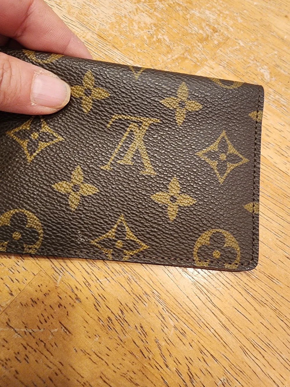 Louis Vuitton Mono Wallet Card Pass Case, designed with a brown monogram canvas